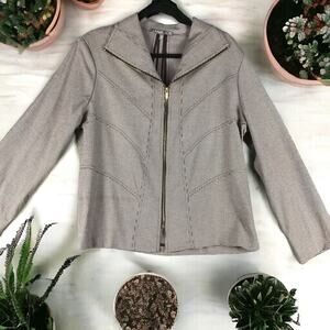 Jana Kos Womens Size 14 Long Sleeve Lined Full Zip Career Cropped Jacket